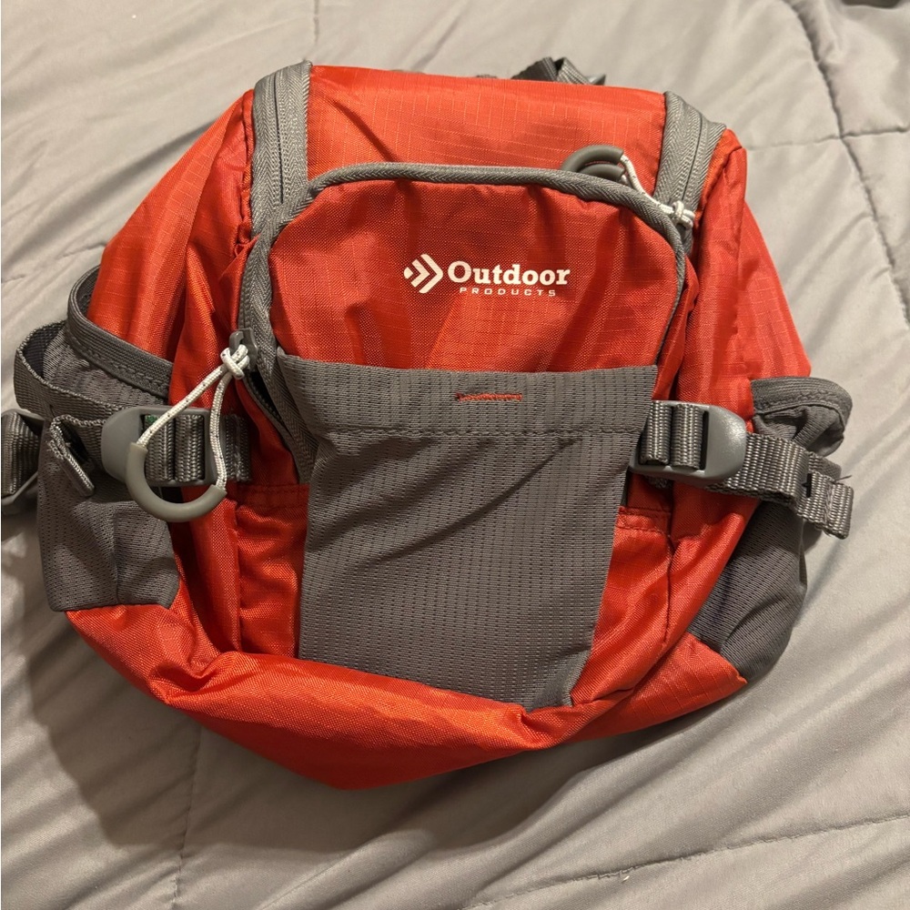 Redish Orange and Gray Hiking Waist Bag